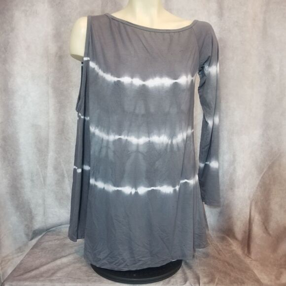 GO Couture Tie Die Cold Shoulder Top Size Large - Picture 2 of 6